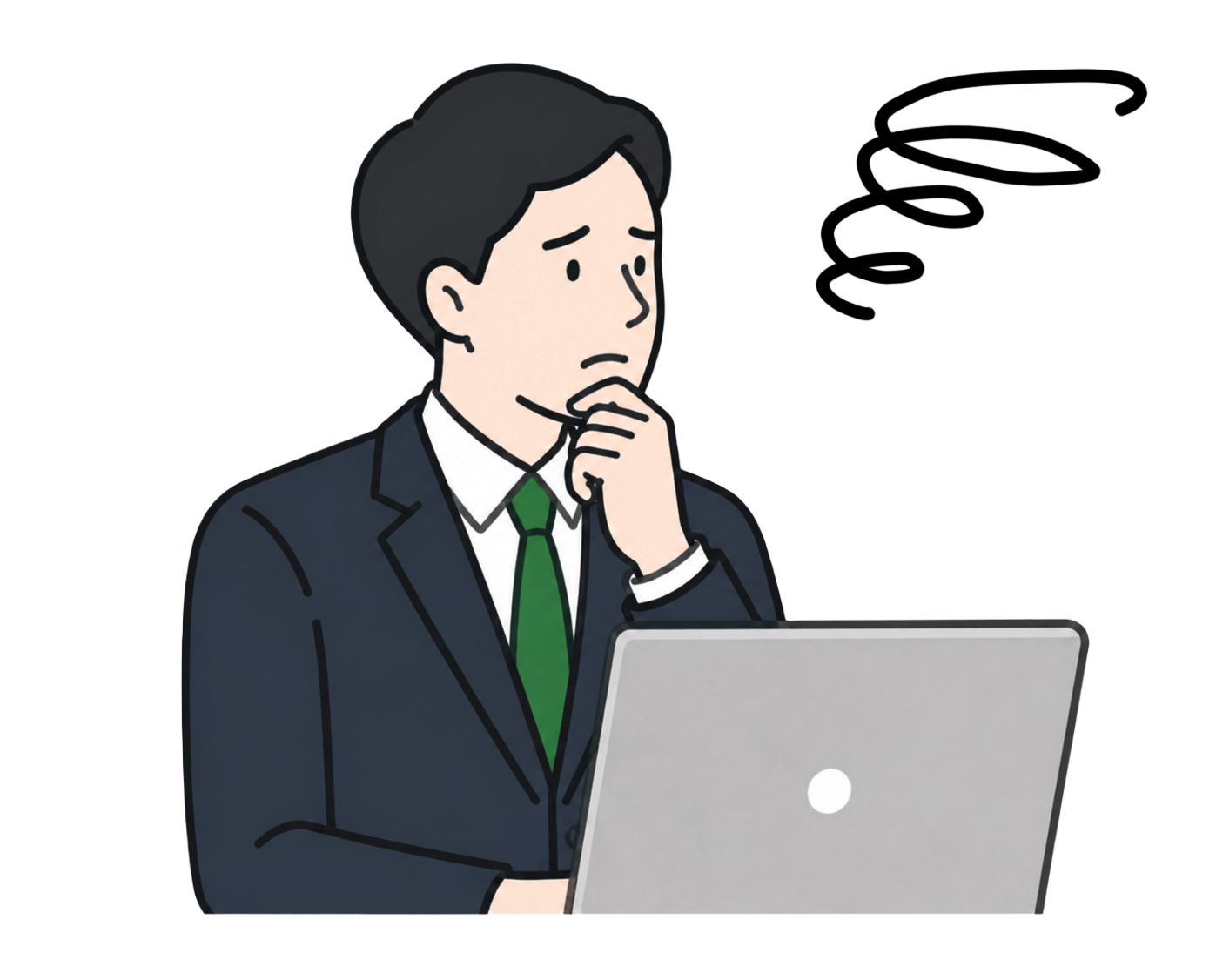 生成AI導入に不安を感じている担当者のイラスト